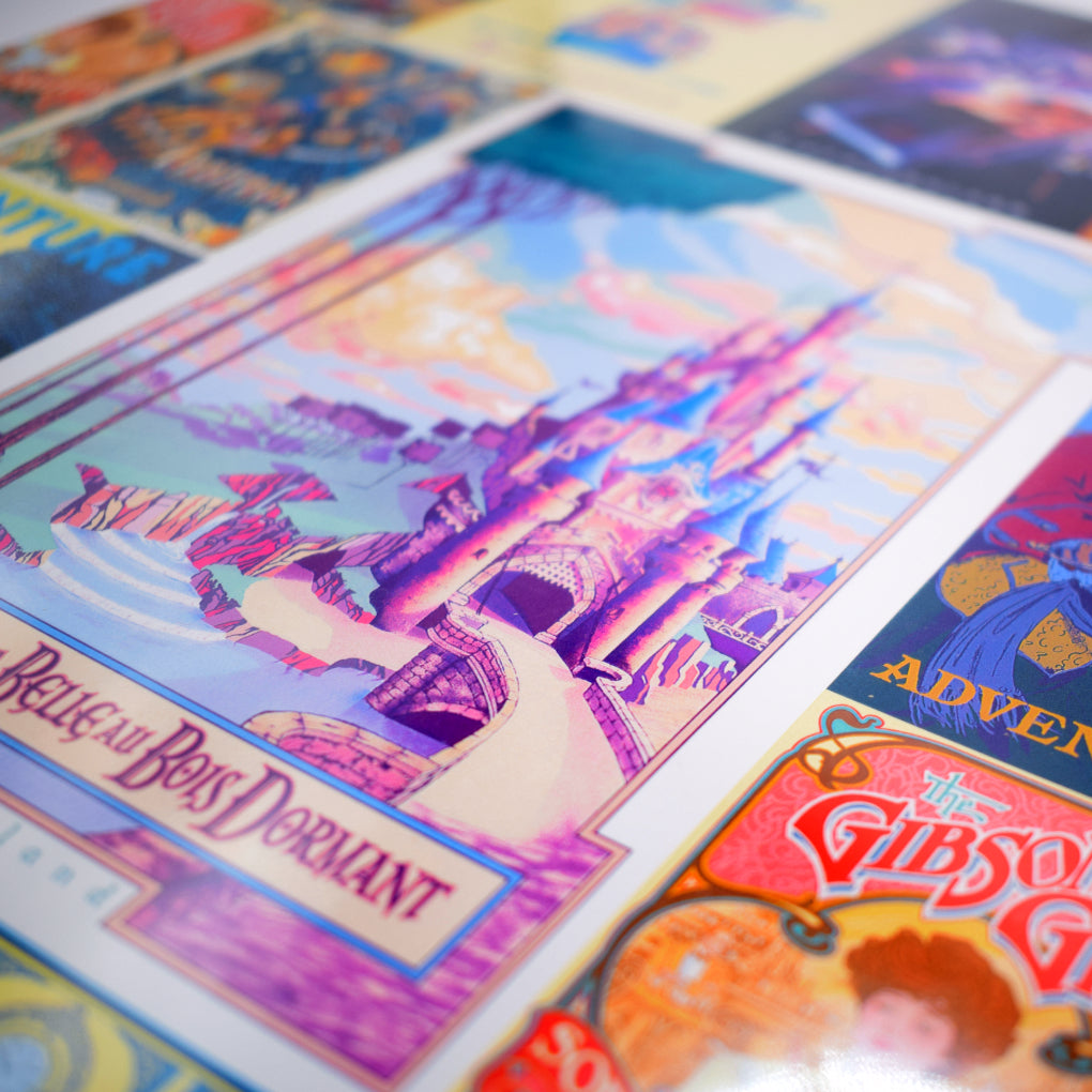 Disneyland Paris Attractions and Rides Wall Art set of 12